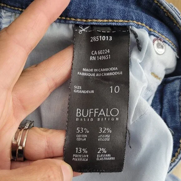 Buffalo David Bitton Blue Cotton Blend High-Rise Slim Fit Stretch Jean Size 10 - Picture 11 of 16